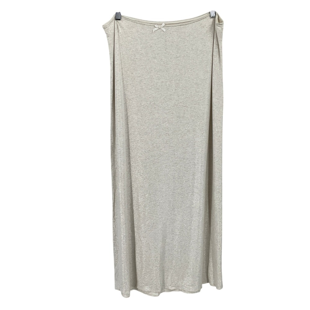 Aerie Midi Skirt Women L Beige Metallic Shimmer Boho Coquette Soft Girl Fairy